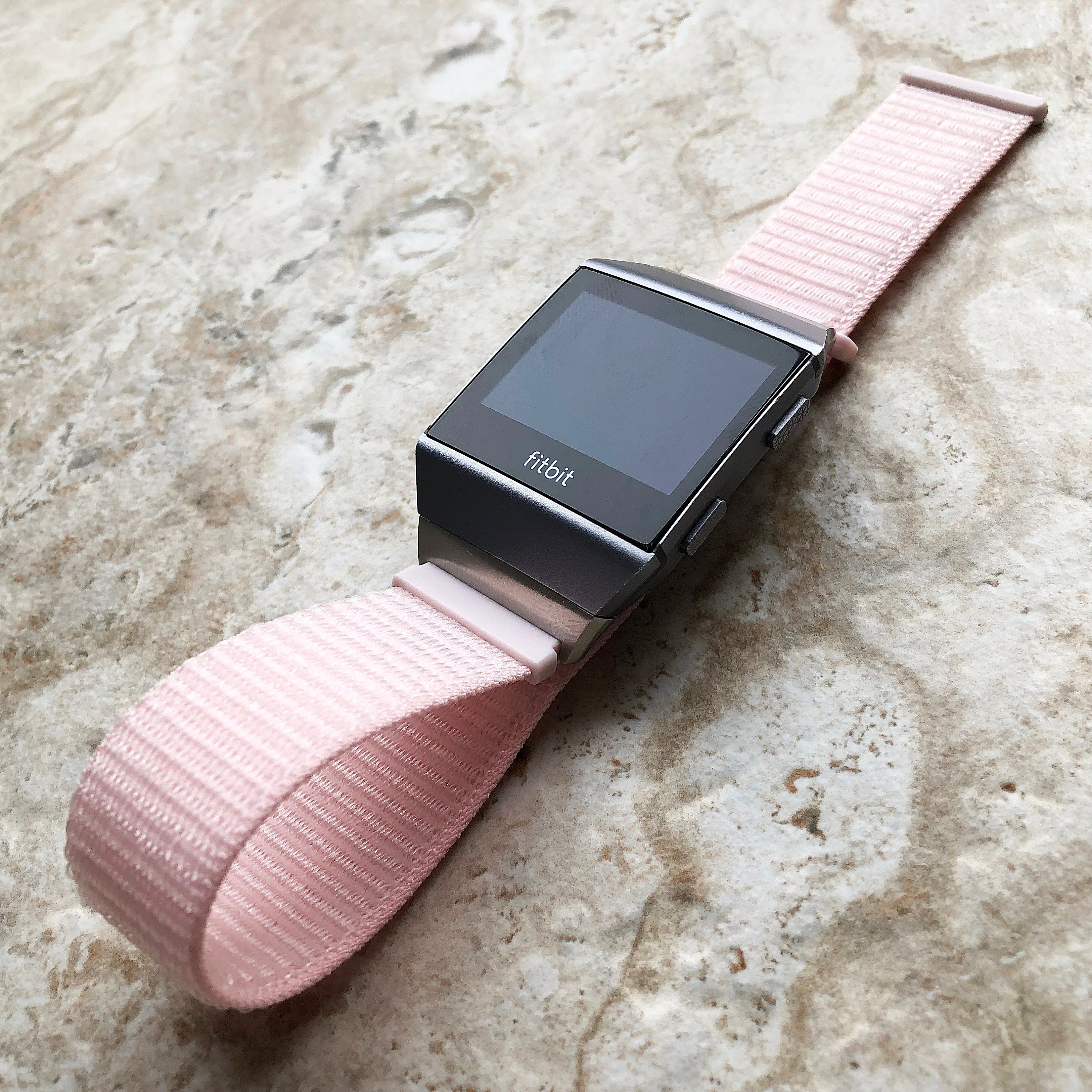 Fitbit Ionic Pearl Pink Sports Loop n Hook Band Strap for Watch Band Strap Adjustable with Quick Release Adapters Silver Rose Gold Black
